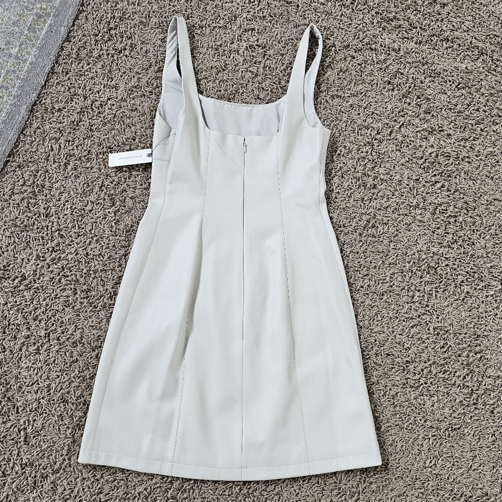 NWT Maeve By Anthropologie Dress Faux Leather Square Neck 2/XS Mini Pleather - Picture 8 of 8